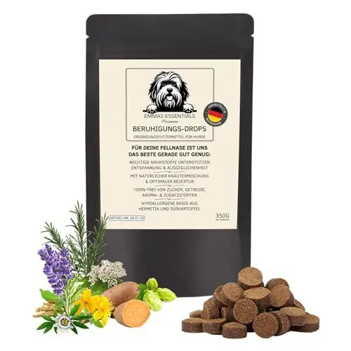 Produktbild: Hunde Beruhigungs-Snacks | Hypoallergen mit Insektenprotein & Süßkartoffel | Baldrian Johanneskraut Ashwaganda Lavendel Passionsblumenkraut | unterstützt Entspannung & Ausgeglichenheit