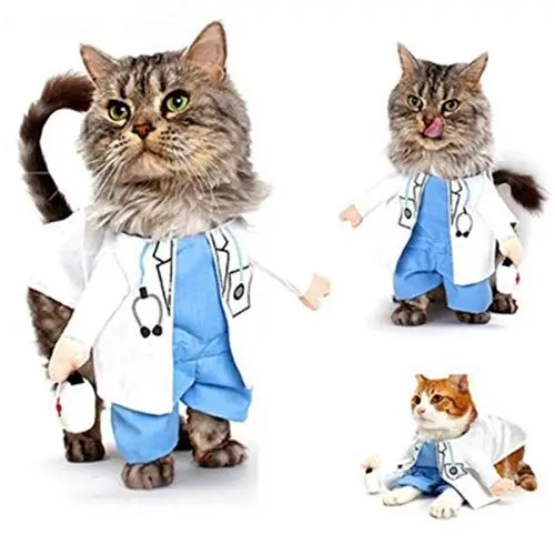 Produktbild: Pvnoocy Pvnoocy Haustierkostüme, Katze, Hund, Cosplay, Krankenschwester, Polizist, Uniform, Kleidung, Welpenhut für Sui, Halloween, Weihnachtsfeier, Verkleiden, M, Stil 4