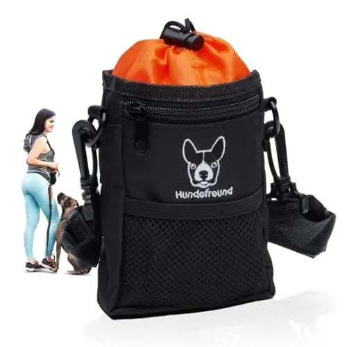 Produktbild: Hundefreund Leckerlibeutel für Hunde | Kleiner Futterbeutel zum Training mit dem Hund und für Leckerlis | 4 Tragevarianten mit 4 Fächern (14 x 11 x 4 cm)