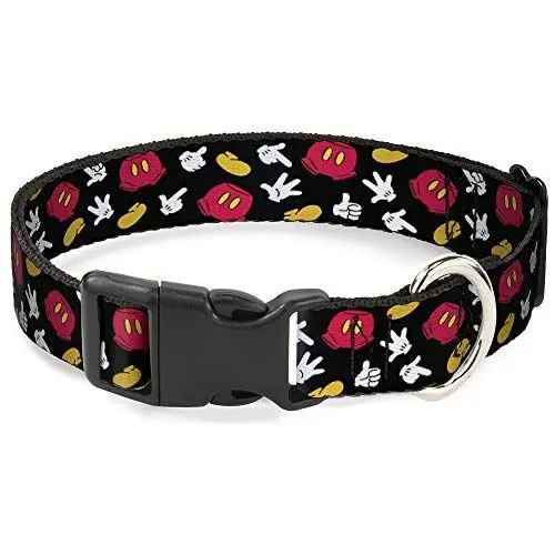 Produktbild: Buckle-Down Hundehalsband, Kunststoff-Clip, Mickey-Maus-Kostüm-Elemente, 2,5 cm breit, passend für Halsumfang von 22,9–38,1 cm, Größe S (PC-WDY351-S) Schwarz