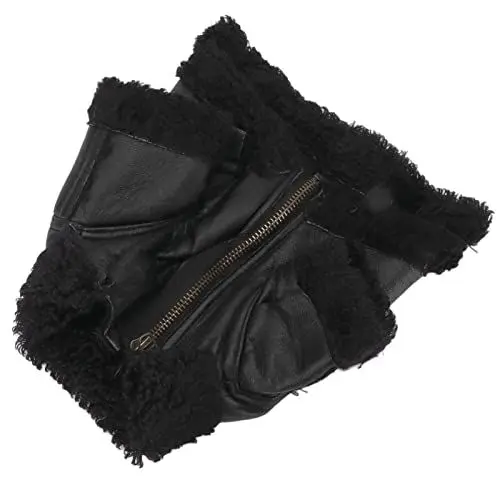 Produktbild: Hunde-Lederjacke, Warmer, Verdickter Plüsch, PU-Leder-Hundekleidung, Elastisches Rollkragen-Design, Geeignet für Halloween-Partys, mit Vier Fuß Langer Winter-Reißverschlussjacke,