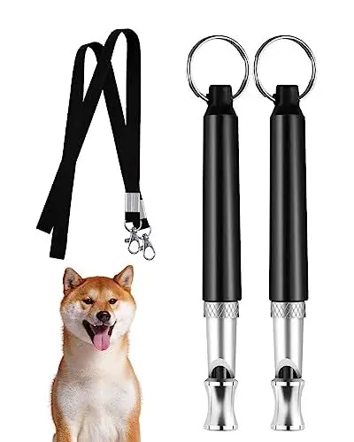 Produktbild: Hundepfeife, 2 Stück Professionelle Ultraschall Hunde Trainingspfeife, Ultraschall Hundepfeife Einstellbare, Distanzhundepfeife zum Stoppen des Bellens (Black)