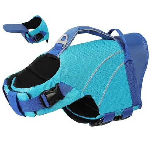 Produktbild: Hundeschwimmweste,Hund Schwimmweste mit abnehmbarem Frontauftrieb & Reflektoren, Rettungsweste für Hunde zum Bootfahren,Kanufahren,Schwimmen,Surfen,Größe XS-XXL| KONVINIT Dog Life Jacket