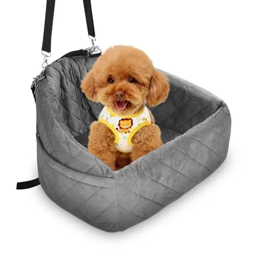Produktbild: Hundesitz Auto Rückbank, Stabiler Hunde Autositz Hundebox mit Befestigungsgurten Wasserdicht Hundeautositz für Rücksitz im Autos, für Kleine und Mittlere Hunde 50x52x28cm