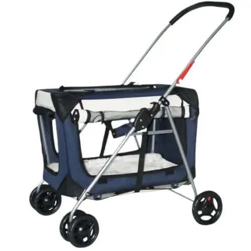 Produktbild: Hundewagen Hundebuggy Katzenwagen Reise-Katzen-Kinderwagen, Haustier-Kinderwagen Mit Rädern, Faltbarer Hunde-Kinderwagen, Inklusive Superweichem Bett Und Belüfteten Fenstern Haustier-Kinderwagen Hund