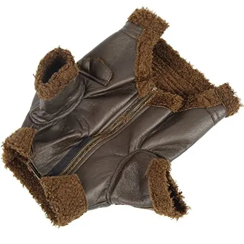 Produktbild: Hunde-Winter-Ledermantel, Hunde-Lederjacke, Warm für den Winter, für Draußen, für Kleine, Mittelgroße Hunde, für Katzen (S)