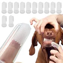 Produktbild: Hundezahnbürste Fingerling Wiederverwendbar, Pet Finger Zahnbürste, Fingerlinge Hunde Zahnpflege,Anti-Plaque Finger Hund,Effiziente und Saubere Haustierzahnbürste aus Strickgewebe (12 Stück)