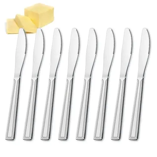 Produktbild: hunnycook Buttermesser 16 Stück, Messer Set aus Edelstahl, Menümesser, Tafelmesser mit Wellenschliff, Besteck Buttermesser Frühstücksmesser für Party Restaurants Cafeterias, Spülmaschinenfest