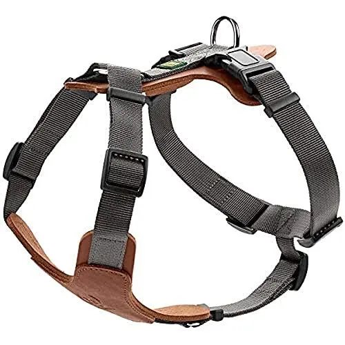Produktbild: HUNTER Hundegeschirr AALBORG MIXED, Farbe: cognac/grau, Rindsleder/Nylon, 5-fach verstellbar, leicht, mit Kunststoffschnallen, Made in Germany, Größe: XS-S