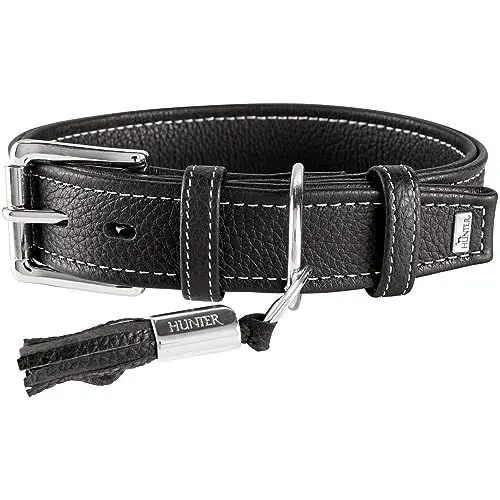 Produktbild: HUNTER CANNES Hundehalsband, Leder, Nappaleder, weich, edel, elegant, 60 (M-L), schwarz