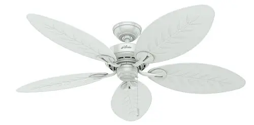 Produktbild: HUNTER FAN Deckenventilator Bayview 137 cm für den Innen- und Außenbereich, mit Zugkette, 5 austauschbaren Flügeln in Weiß, optimal für Sommer und Winter, Modell 24996