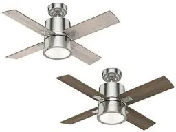 Produktbild: HUNTER FAN Deckenventilator Beck 107 cm für den Innenbereich, mit Beleuchtung und Fernbedienung, 4 austauschbaren Flügeln in Eiche Hellgrau und Eiche Warmes Grau, Modell 50655
