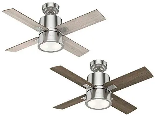 Produktbild: HUNTER FAN Deckenventilator Beck 107 cm für den Innenbereich, mit Beleuchtung und Fernbedienung, 4 austauschbaren Flügeln in Eiche Hellgrau und Eiche Warmes Grau, Modell 50655
