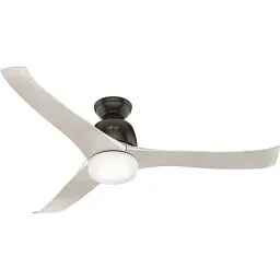 Produktbild: HUNTER FAN Deckenventilator Harmony 137 cm für den Innenbereich, mit Beleuchtung und Fernbedienung sowie 3 austauschbaren Flügeln in Eiche Hellgrau, optimal für Sommer und Winter, Modell 50964