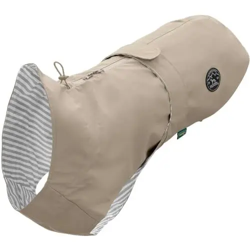 Produktbild: HUNTER Hunde-Regenmantel Milford, Farbe: Taupe, ergonomische Passform für optimalen Schutz, individuell verstellbar, Reißverschluss für Geschirrträger, pflegeleicht & waschbar bei 30 °C, Größe: 65
