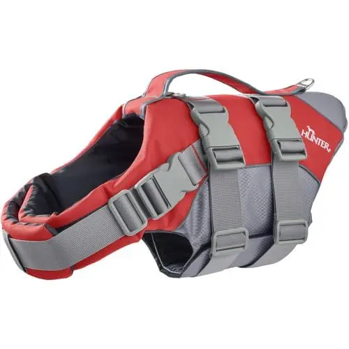 Produktbild: HUNTER Hunde-Schwimmweste MOSS, Farbe: rot, maximale Sicherheit durch starken Auftrieb, individuell verstellbar, reflektierende Elemente, praktische Handschlaufe, Größe: L