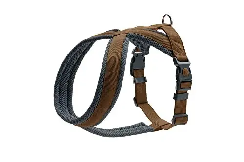 Produktbild: HUNTER Hundegeschirr LONDON COMFORT, atmungsaktives 3D-Mesh, 2-fach verstellbar, Sicherheitsverschluss, reißfest, leicht & pflegeleicht, Farbe: Braun, Größe: M-L