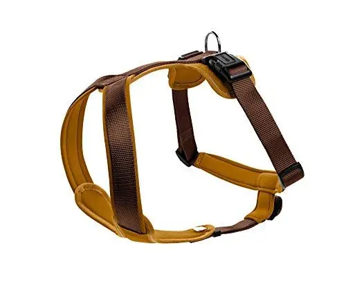 Produktbild: HUNTER Hundegeschirr NEOPREN, Farbe: braun/caramel, strapazierfähiges Nylon, mit weichem Neopren gepolstert, reflektierendes 3M Scotchlite Reflective Material, pflegeleicht, komfortabel, Größe: M/1