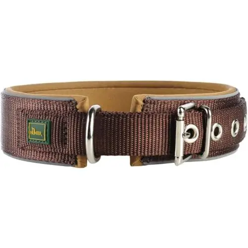 Produktbild: HUNTER NEOPREN REFLECT Hundehalsband, Nylon, Neopren gepolstert, reflektierend, 70 (XL), braun/karamell