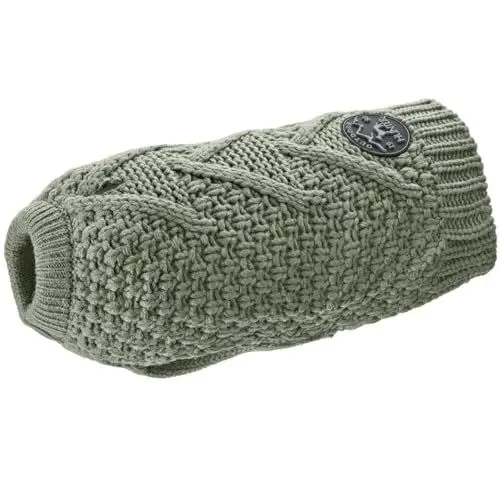 Produktbild: HUNTER Hundepullover MALMÖ, Farbe: Khaki, klassisches Zopfstrick-Muster, wärmend und bequem, elastisch für optimalen Sitz, reflektierend für mehr Sichtbarkeit, waschbar bei 30°C, Größe: 50
