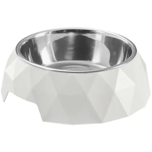 Produktbild: HUNTER KIMBERLEY Melamin-Napf, Futternapf, Trinknapf, für Hunde und Katzen, mit Edelstahlnapf, 700 ml, weiß