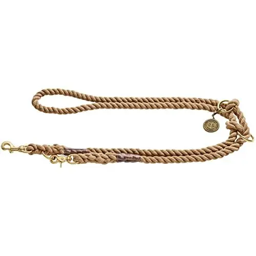 Produktbild: HUNTER LIST Verstellbare Führleine, Seil, Messing-Karabiner, maritim, 1, 2 x 200 cm, beige