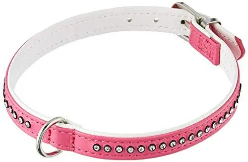 Produktbild: HUNTER MODERN ART LUXUS Hundehalsband, Kunstleder, Strasssteinchen, 42 (S), pink/weiß
