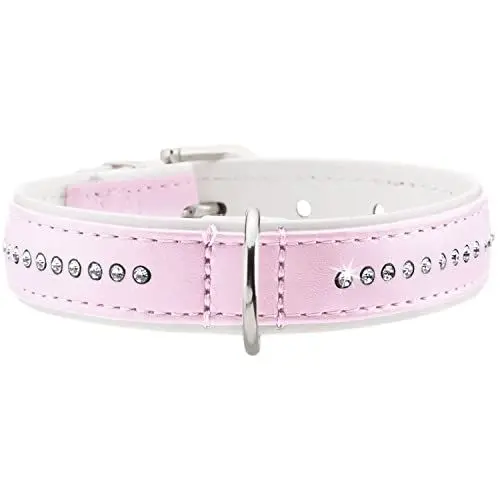 Produktbild: HUNTER MODERN ART LUXUS Hundehalsband, Kunstleder, Strasssteinchen, 32 (XS), rosa/weiß