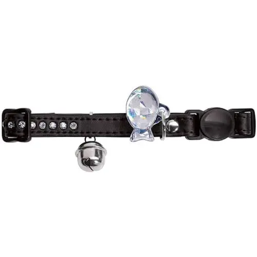Produktbild: HUNTER MODERN ART LUXUS Katzenhalsband, Kunstleder, Strasssteine, Sicherheitsverschluss, schwarz