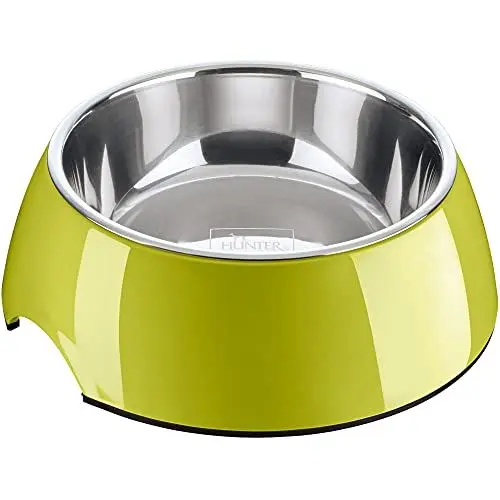 Produktbild: HUNTER Melamin-Napf, Futternapf, Trinknapf für Hunde und Katzen, herausnehmbarer Edelstahlnapf, 700 ml, lemon