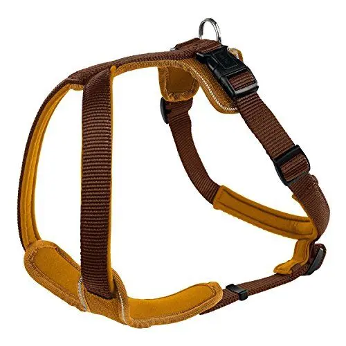 Produktbild: HUNTER Hundegeschirr NEOPREN, Farbe: braun/caramel, strapazierfähiges Nylon, mit weichem Neopren gepolstert, reflektierendes 3M Scotchlite Reflective Material, pflegeleicht, komfortabel, Größe: XS