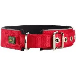 Produktbild: HUNTER NEOPREN REFLECT Hundehalsband, Nylon, Neopren gepolstert, reflektierend, 60 (L), rot/schwarz