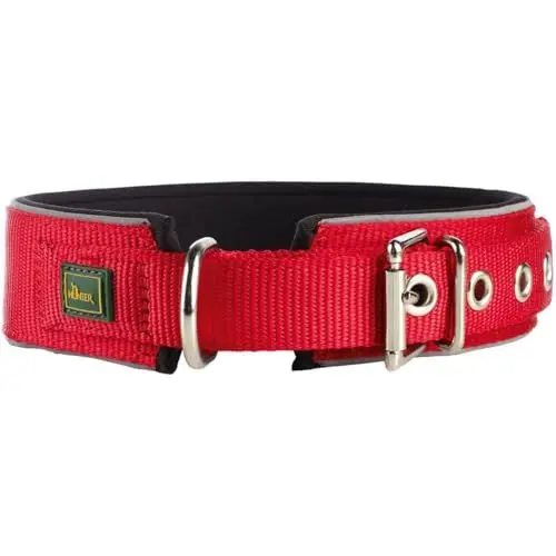 Produktbild: HUNTER NEOPREN REFLECT Hundehalsband, Nylon, Neopren gepolstert, reflektierend, 60 (L), rot/schwarz