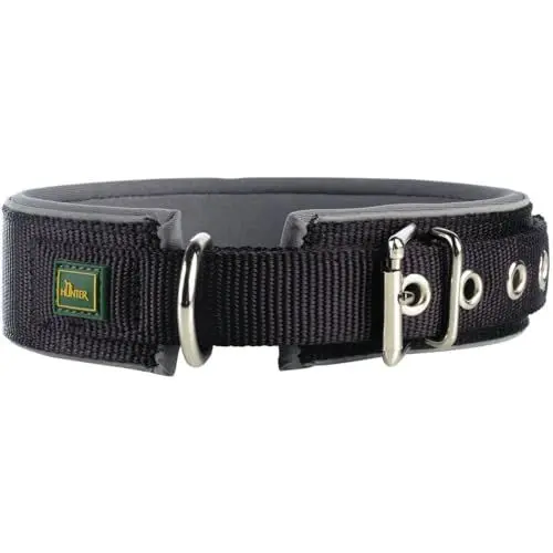 Produktbild: HUNTER NEOPREN REFLECT Hundehalsband, Nylon, Neopren gepolstert, reflektierend, 70 (XL), schwarz/grau