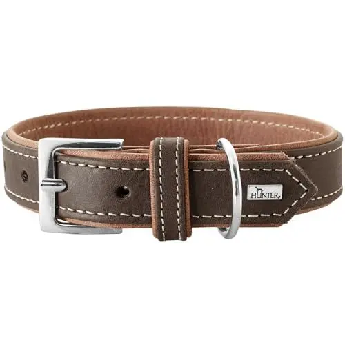 Produktbild: HUNTER PORTO Hundehalsband, Leder, nachhaltig, 60 (M-L), dunkelbraun/cognac
