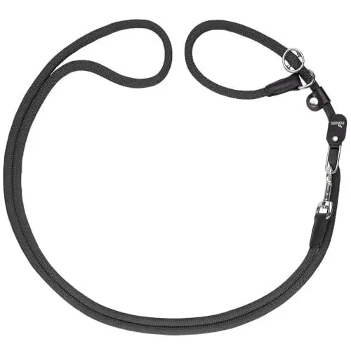 Produktbild: HUNTER Retriever-Hundeführleine FREESTYLE, Farbe: schwarz, stufenlos verstellbar, integrierte Halsung, robustes, wetterfestes Polyamid-Tau, pflegeleicht, mit Lederkappen, griffig, Größe: 10/260