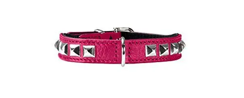 Produktbild: Hunter 71254 Halsband Rocky petit 24 nickel, Nappaleder pink/schwarz