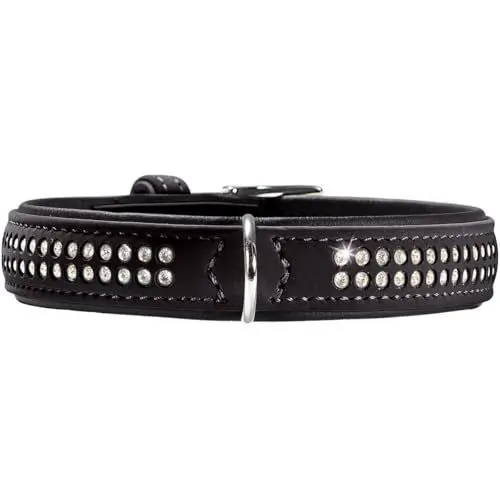 Produktbild: HUNTER SOFTIE DELUXE Hundehalsband, Kunstleder, glitzernde Strasssteine, 45 (S), schwarz