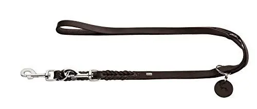 Produktbild: HUNTER SOLID EDUCATION Verstellbare Hundeführleine, Leder, geflochten, robust, weich, 1.8 x 250 cm, dunkelbraun