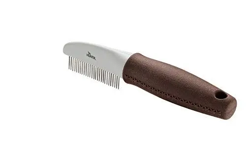 Produktbild: HUNTER SPA Pflegekamm mit rotierenden Zinken, zur Pflege von Deckhaar und Unterwolle, 19,0 x 4,0 cm, M, grau / braun