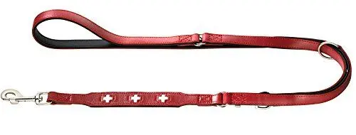 Produktbild: HUNTER Swiss Verstellbare Führleine für Hunde, Leder, hochwertig, schweizer Kreuz, 1,8 x 200 cm, rot, rot/schwarz