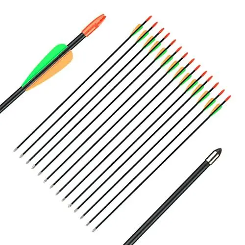 Produktbild: Huntingdoor 12 Stück Pfeile für Bogenschießen 28/26 Zoll Bogen Pfeil Übungspfeile Fiberglaspfeile für Anfänger Pfeil und Bogen Zielübung