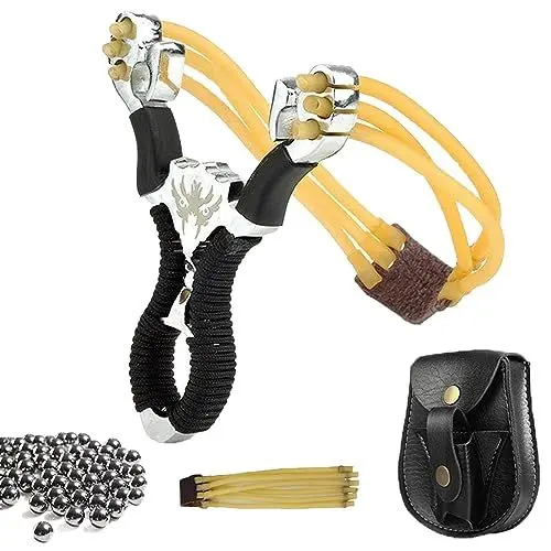Produktbild: Huntingdoor Zwille Steinschleuder Profi für Jagd Edelstahl Schleuder Set Outdoor Jagdschleuder Katapult Sportschleuder Leistungsstarke Slingshot mit Zubehör