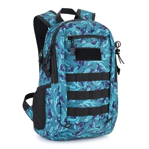 Produktbild: HUNTVP 12L Mini Rucksack Taktisch Wanderrucksack Molle Schultasche Wasserdicht Daypack Militärisch Schulrucksack Studenttasche Unitasche Sporttasche für Herren Damen Outdoor (12L-Blau)