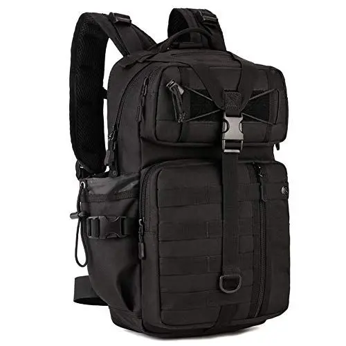 Produktbild: HUNTVP 30L Taktischer Rucksack Militär Trekkingrucksack Wasserdicht Wanderrucksack Molle Assault Pack Armeerucksack Reiserucksack für Herren Damen Sport Outdoor Wandern Bergsteigen, Schwarz