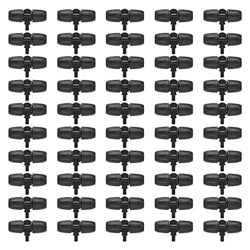 Produktbild: HUONIU 50 Stück Tropfbewässerungs-T-Adapter, 8/12 mm Schlauchanschlüsse, Zubehör für Gartenbewässerungssysteme.