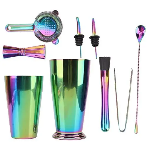Produktbild: Cocktail-Shaker-Set aus Edelstahl, Mixology-Barkeeper-Set, Bar-Shaker-Set, Alkohol-Shaker-Set, Hitzekonservierung, Cocktail-Shaker, Jigger-Set für Bar, Restaurant