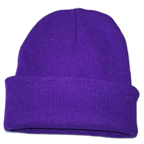 Produktbild: New Cap Damen Blau Stricken Unisex warme Skimütze Slouchy Hop Hip Winter Baseballmützen Hüte Dich Vorm Bösen Wolf (Purple, One Size)