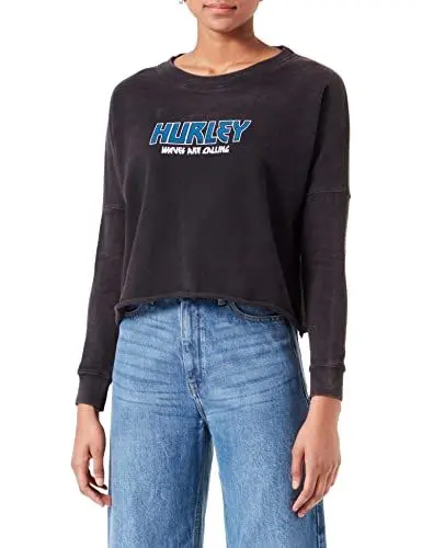 Produktbild: Hurley Damen Oceancare Tour Fleece Crew Pullover Sweater, Schwarz, M