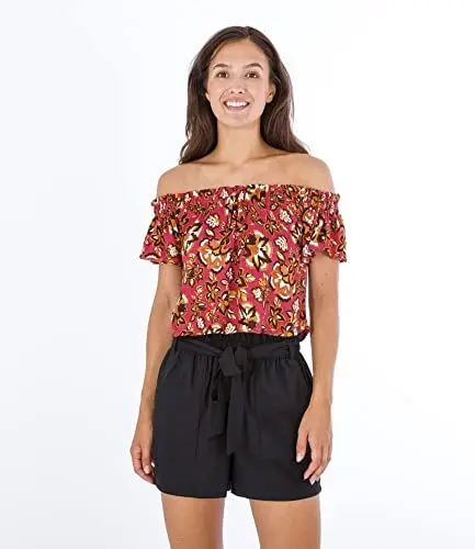 Produktbild: Hurley Damen Off Shoulder Top Shirt, Retro Blumen, S